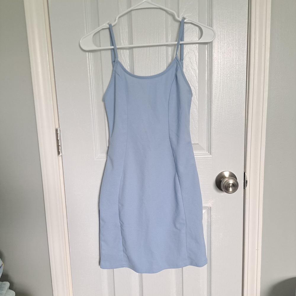 SHEIN Light Blue Spaghetti Strap Mini Dress